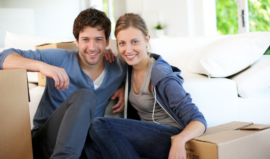couple with packing boxes
